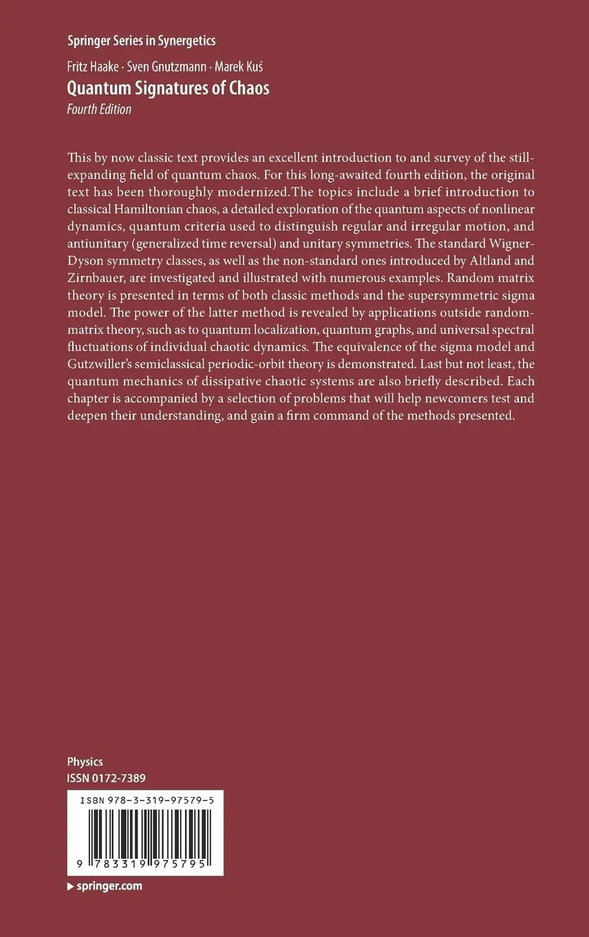 Rückseite: 9783319975795 | Quantum Signatures of Chaos | Fritz Haake (u. a.) | Buch | xxvi | 2019