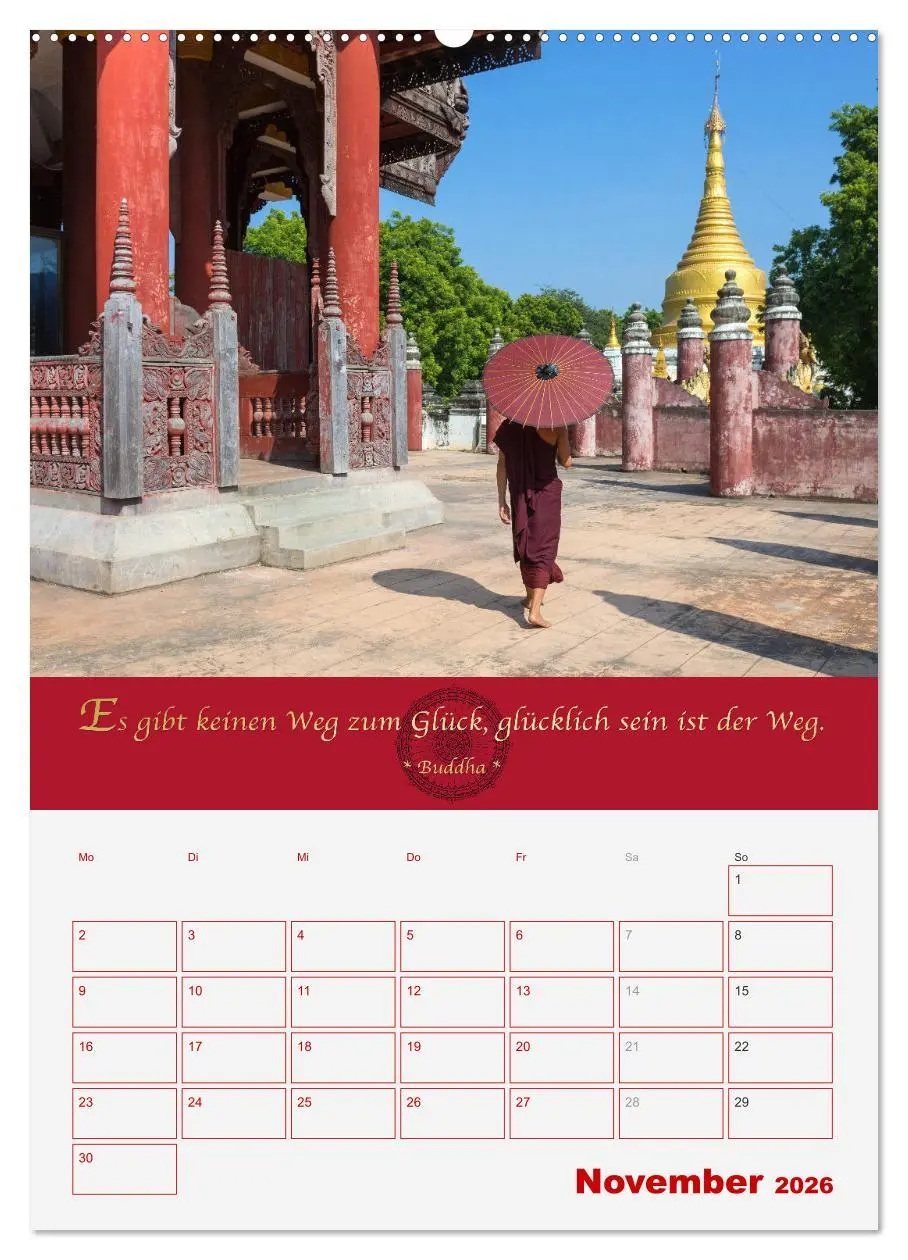 Bild: 9783516365795 | Buddhistische Weisheiten - DER ROTE SCHIRM (Wandkalender 2026 DIN...