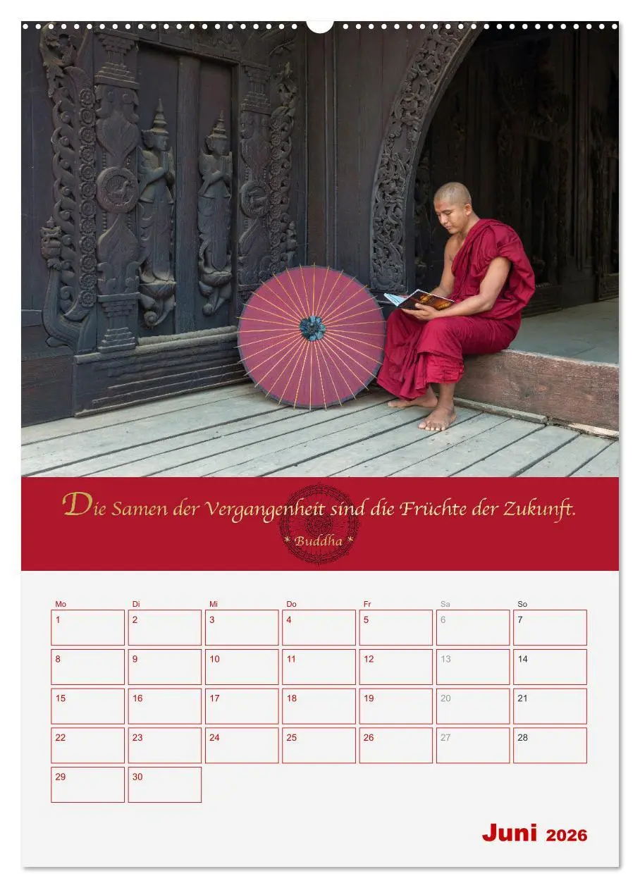 Bild: 9783516365795 | Buddhistische Weisheiten - DER ROTE SCHIRM (Wandkalender 2026 DIN...