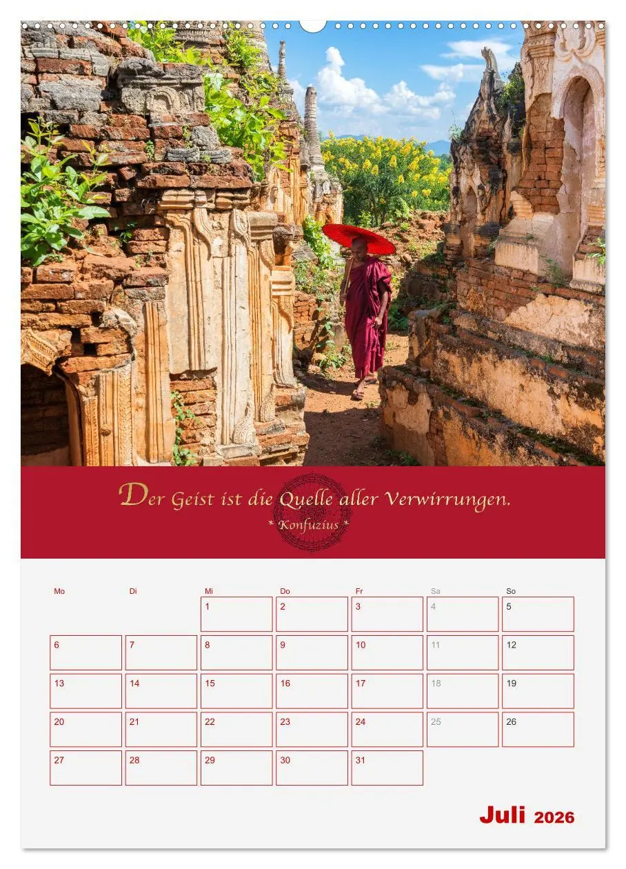 Bild: 9783516365795 | Buddhistische Weisheiten - DER ROTE SCHIRM (Wandkalender 2026 DIN...