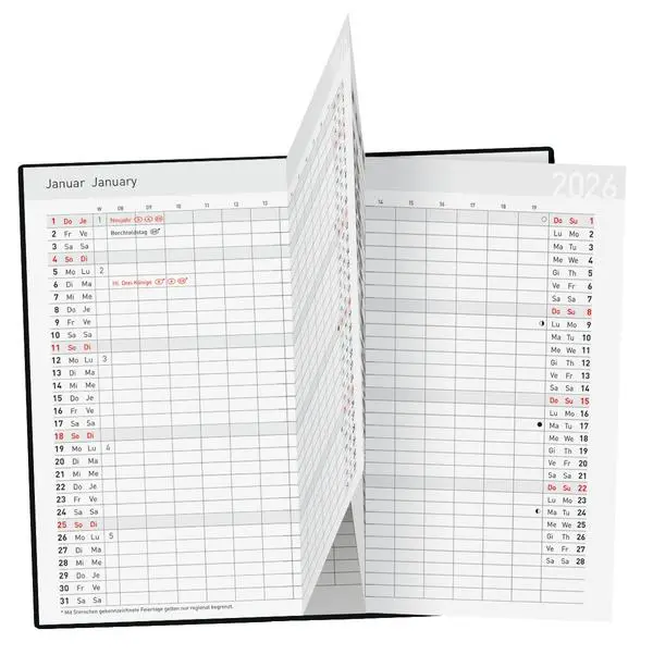 Bild: 9783731885795 | Taschenkalender Saturn Leporello PVC rot 2026 | Verlag Korsch | Buch