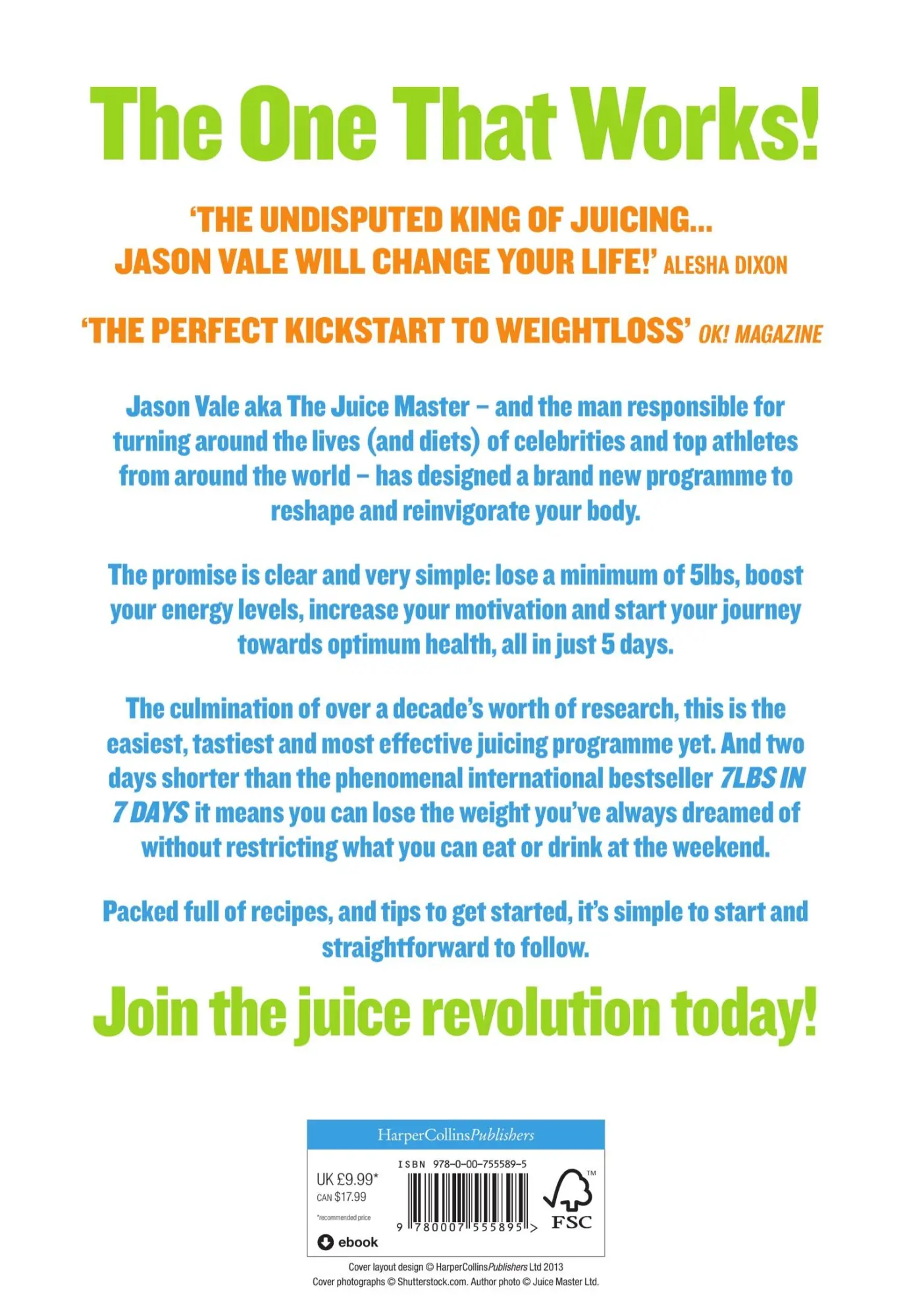 Rückseite: 9780007555895 | 5LBs in 5 Days | The Juice Detox Diet | Jason Vale | Taschenbuch