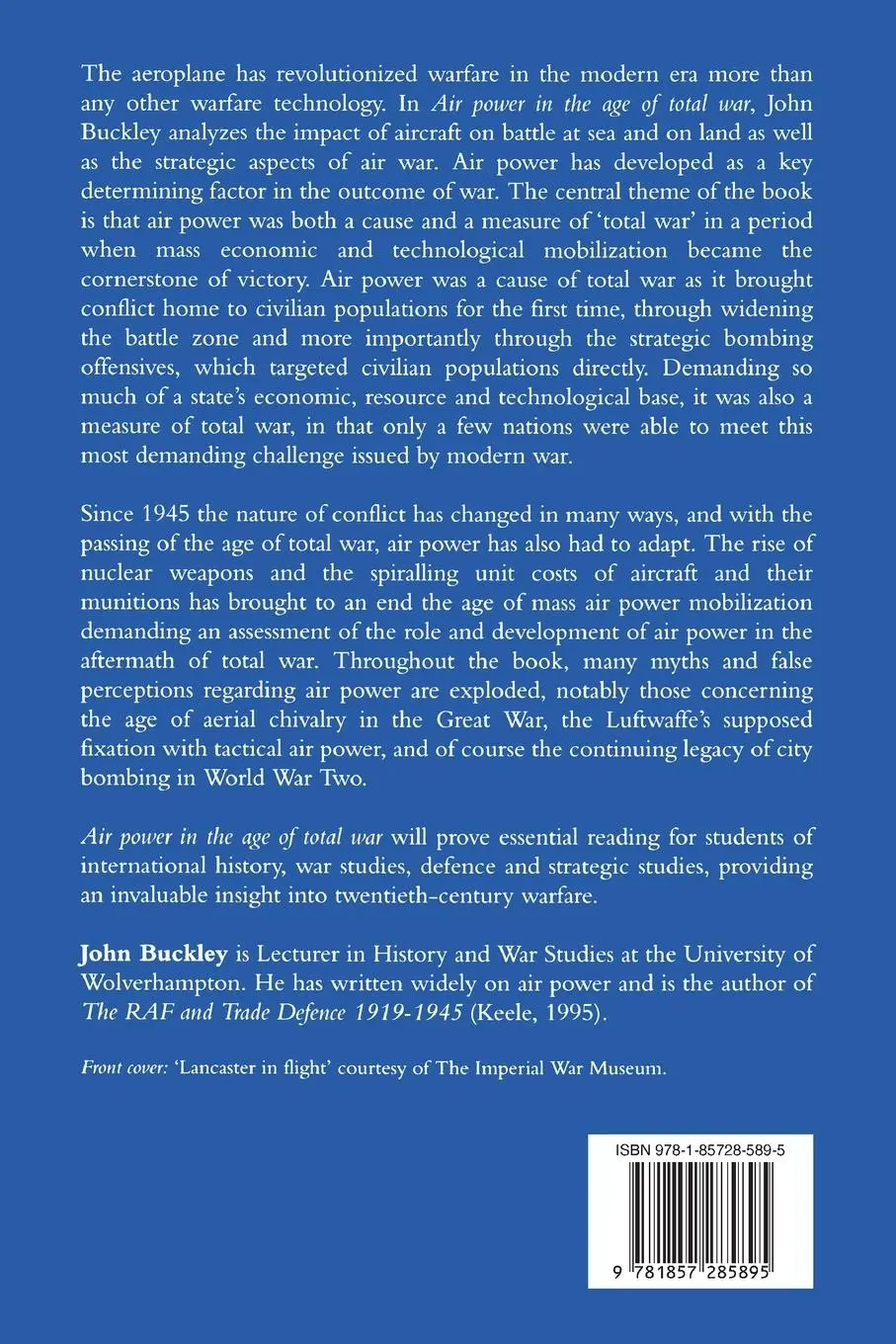 Rückseite: 9781857285895 | Air Power in the Age of Total War | John Buckley | Taschenbuch | 1998