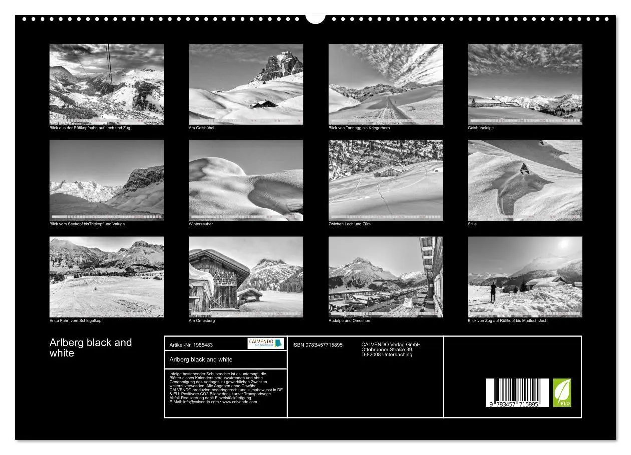 Bild: 9783457715895 | Arlberg black and white (hochwertiger Premium Wandkalender 2026 DIN...