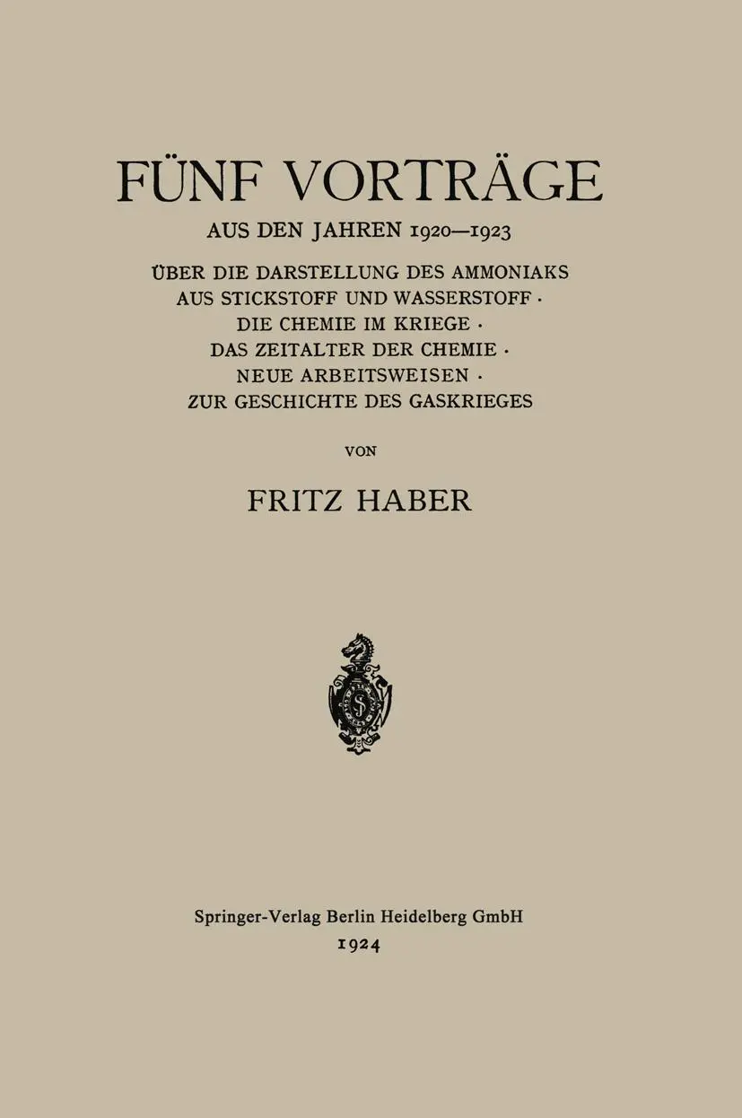 Cover: 9783662335895 | Fünf Vorträge aus den Jahren 1920-1923 | Fritz C. Haber | Taschenbuch