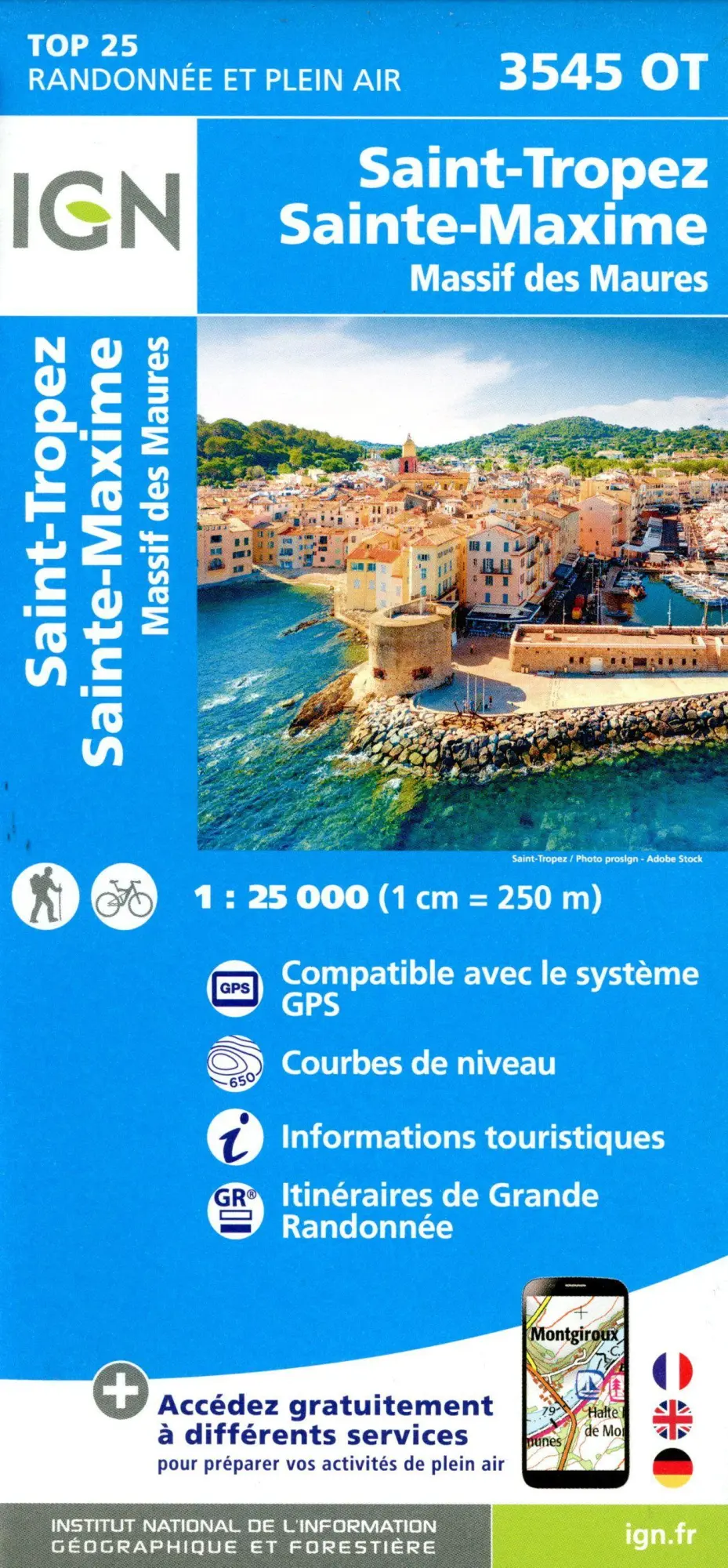 Cover: 9782758555995 | 3545OT Saint-Tropez Sainte Maxine Massif des Maures | 1:25000 | 2024