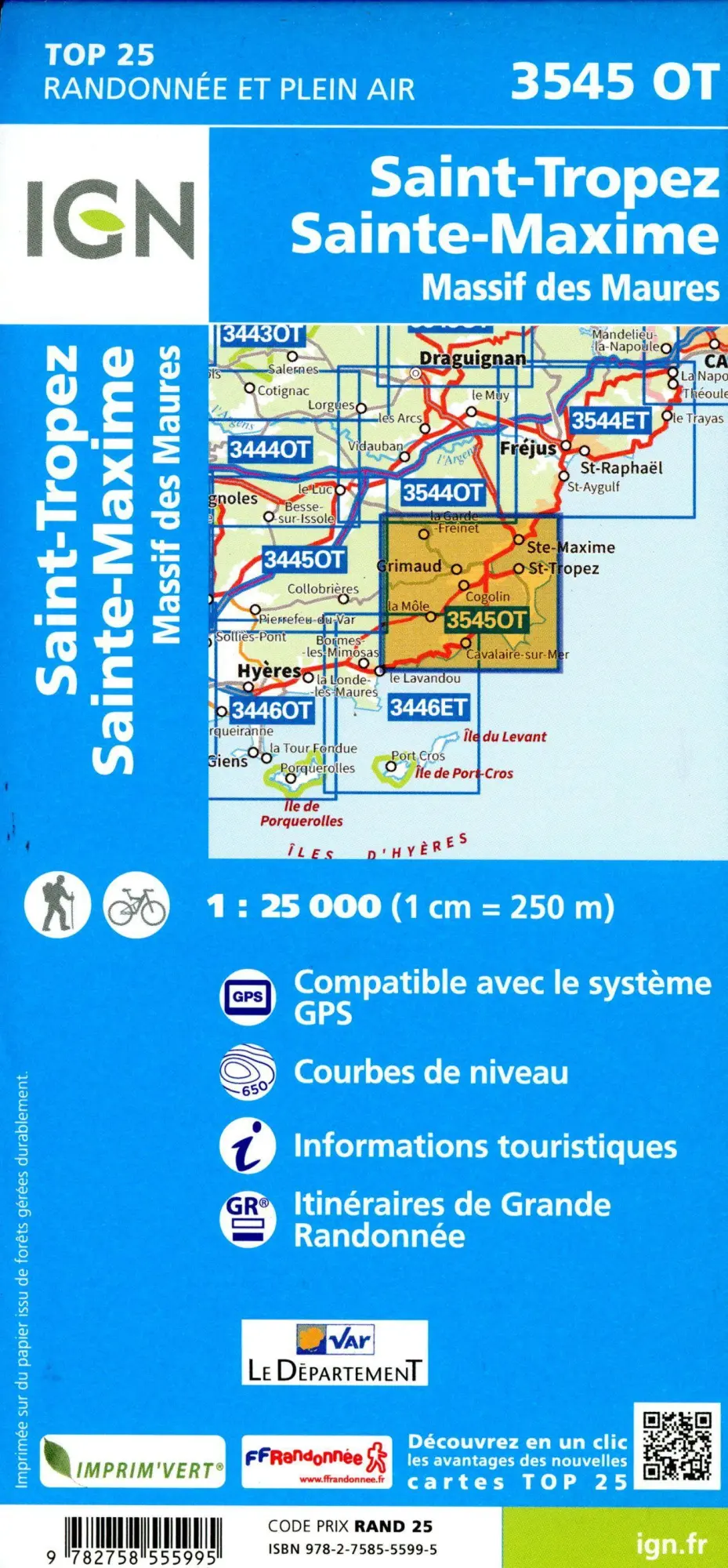Bild: 9782758555995 | 3545OT Saint-Tropez Sainte Maxine Massif des Maures | 1:25000 | 2024