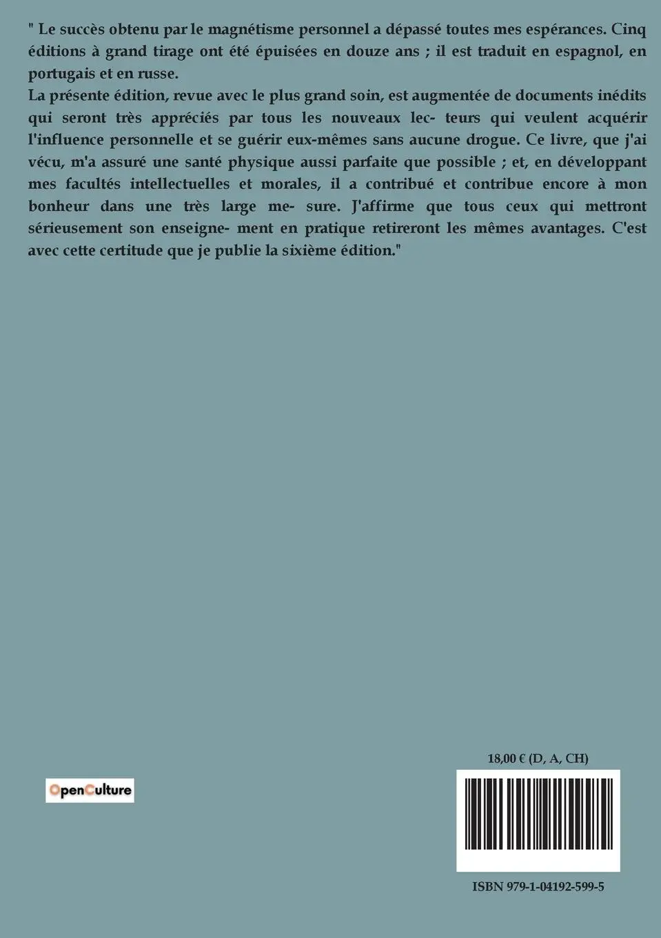Rückseite: 9791041925995 | Magnétisme personnel ou psychique | Hector Durville | Taschenbuch