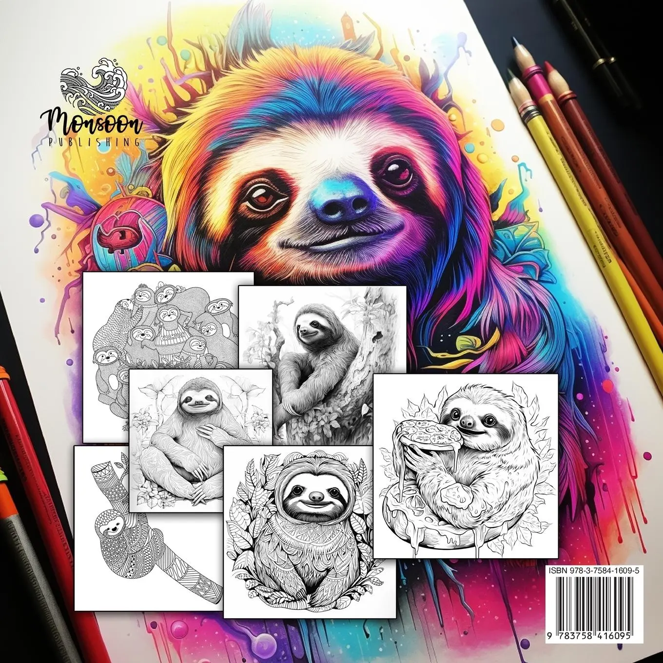 Rückseite: 9783758416095 | Sloth my Spirit Animals Sloth Coloring Book for Adults | Publishing