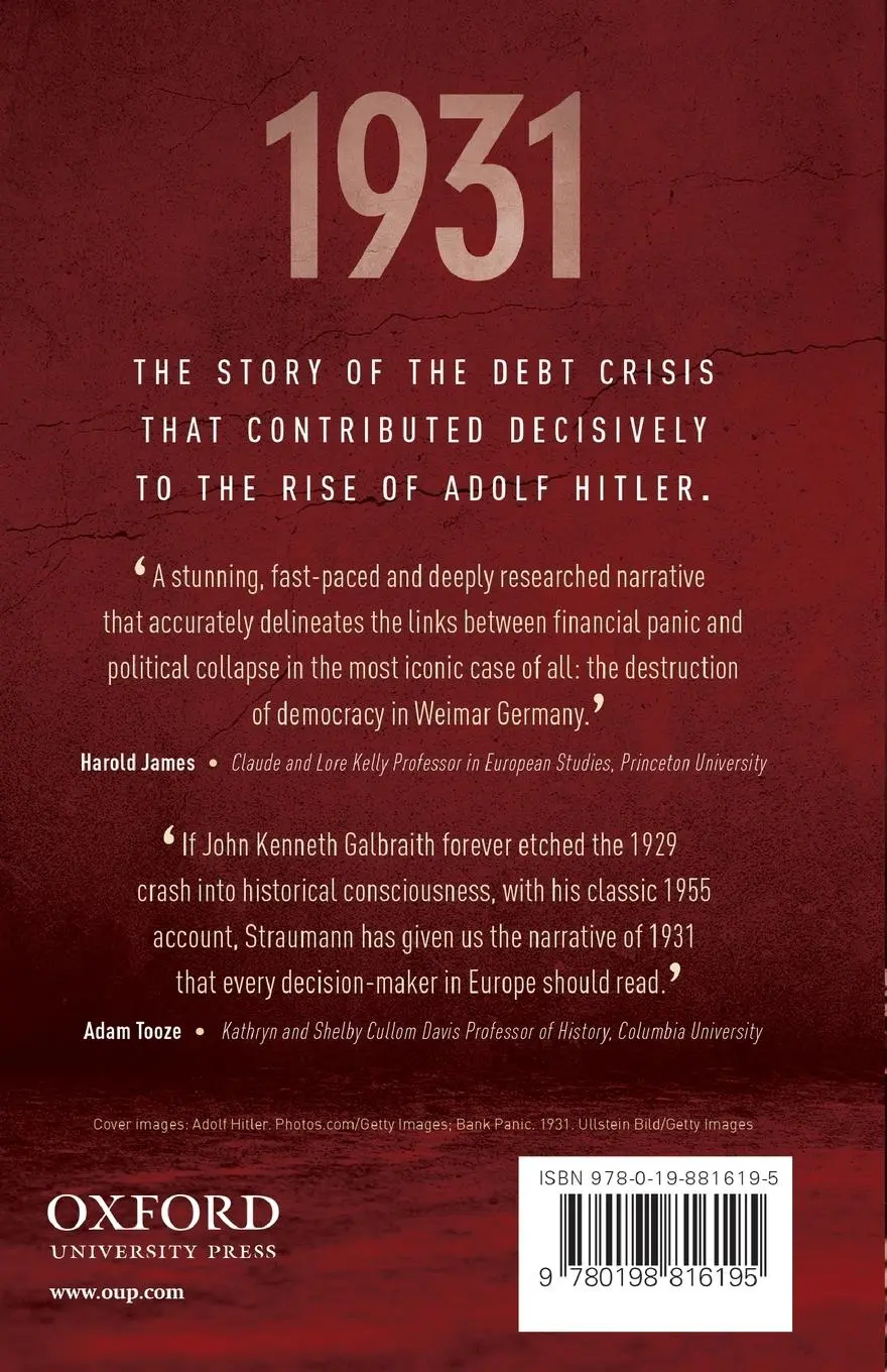 Rückseite: 9780198816195 | 1931 | Debt, Crisis, &amp; Rise of Hitler P | Straumann | Taschenbuch