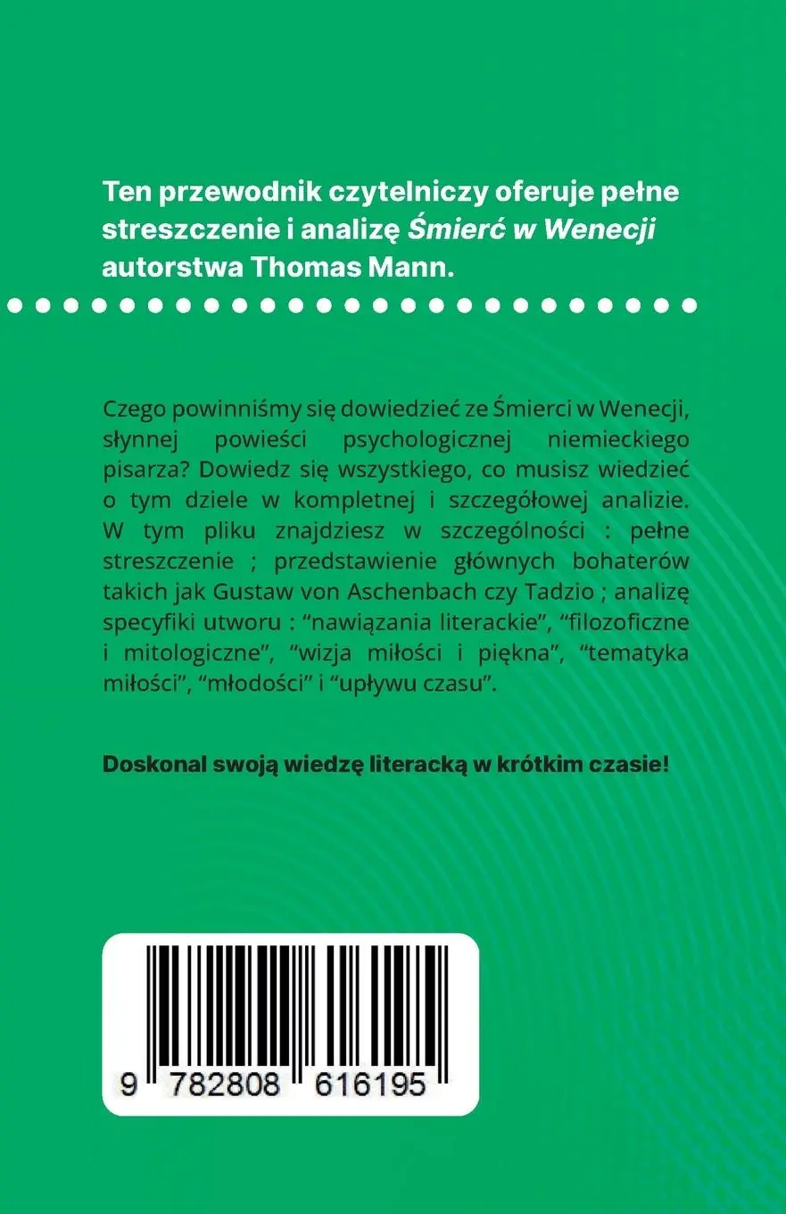 Rückseite: 9782808616195 | ¿mier¿ w Wenecji ksi¿¿ka Thomas Mann (Analiza ksi¿¿ki) | Behar | Buch