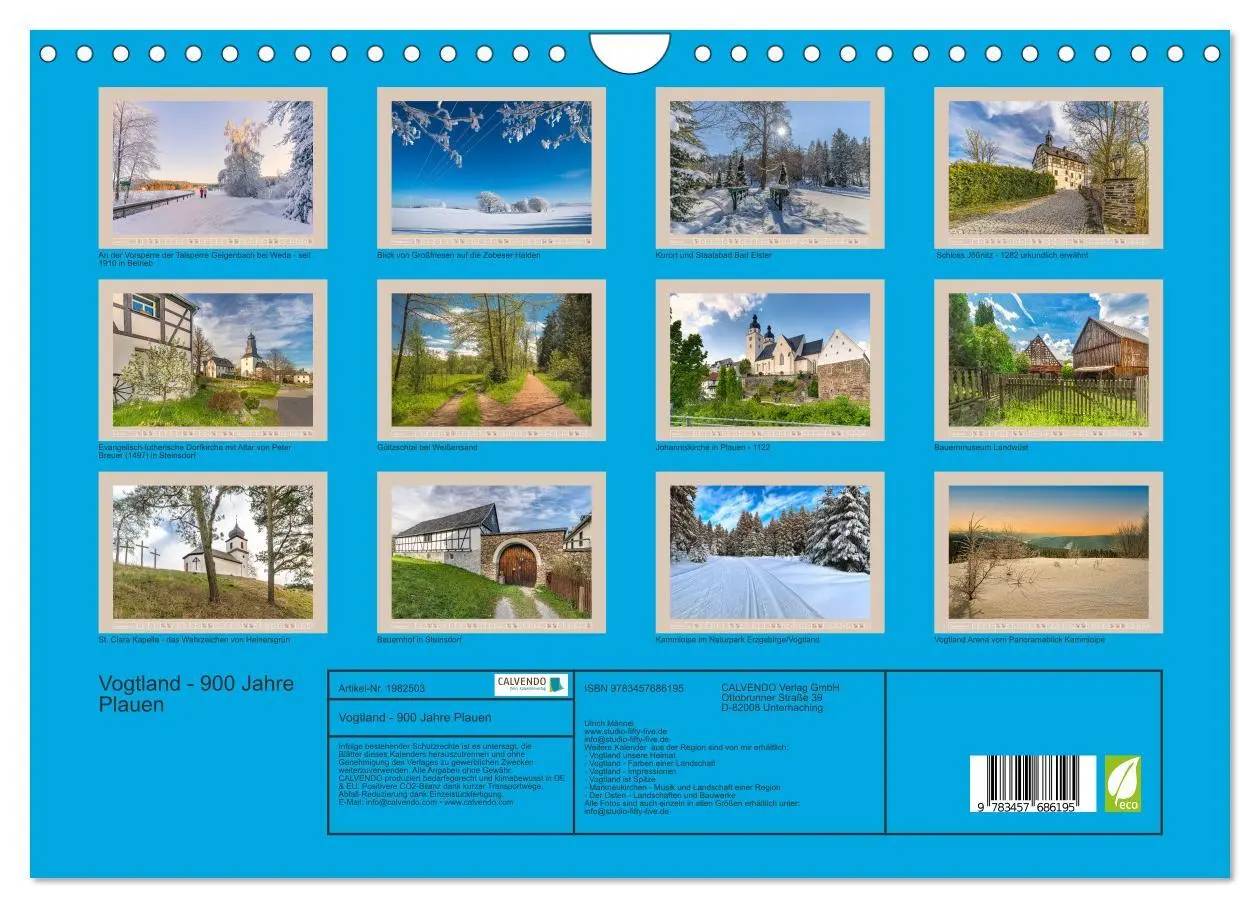 Bild: 9783457686195 | Vogtland - 900 Jahre Plauen (Wandkalender 2026 DIN A4 quer),...