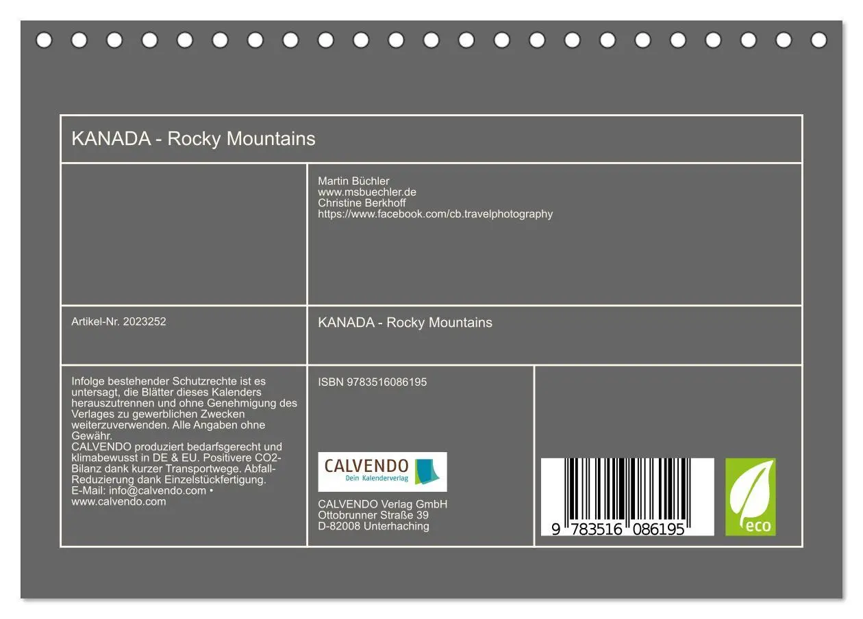 Bild: 9783516086195 | KANADA - Rocky Mountains (Tischkalender 2026 DIN A5 quer), CALVENDO...