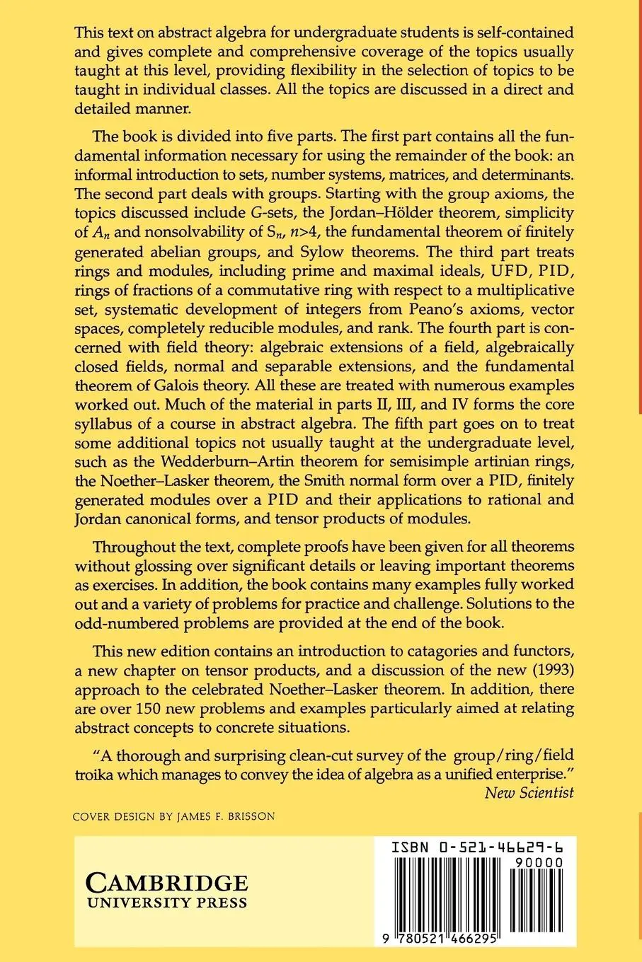 Rückseite: 9780521466295 | Basic Abstract Algebra | P. B. Bhattacharya (u. a.) | Taschenbuch