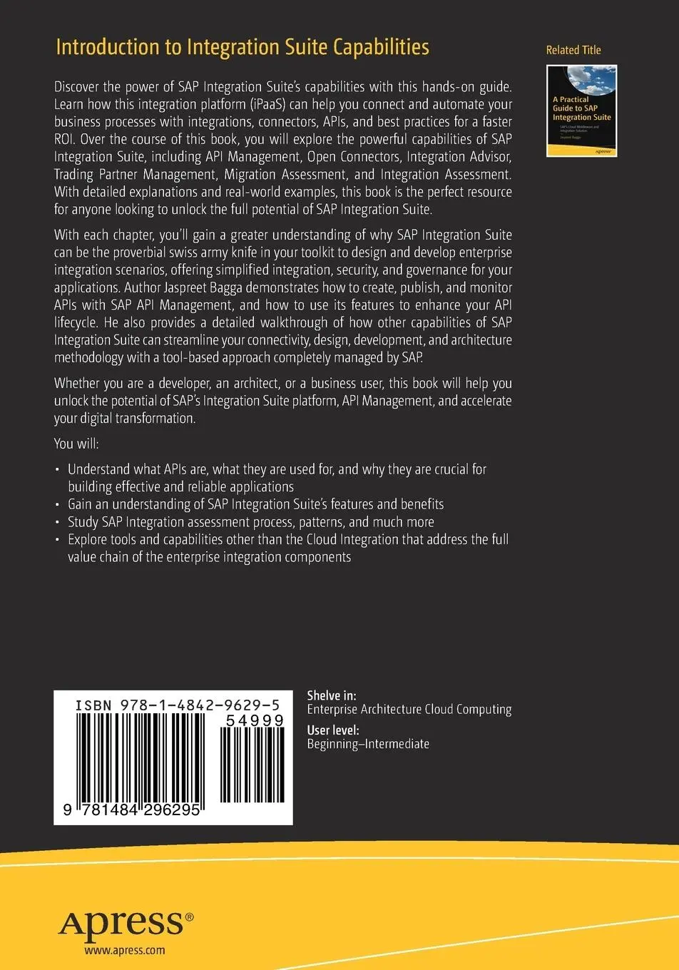 Rückseite: 9781484296295 | Introduction to Integration Suite Capabilities | Jaspreet Bagga | Buch