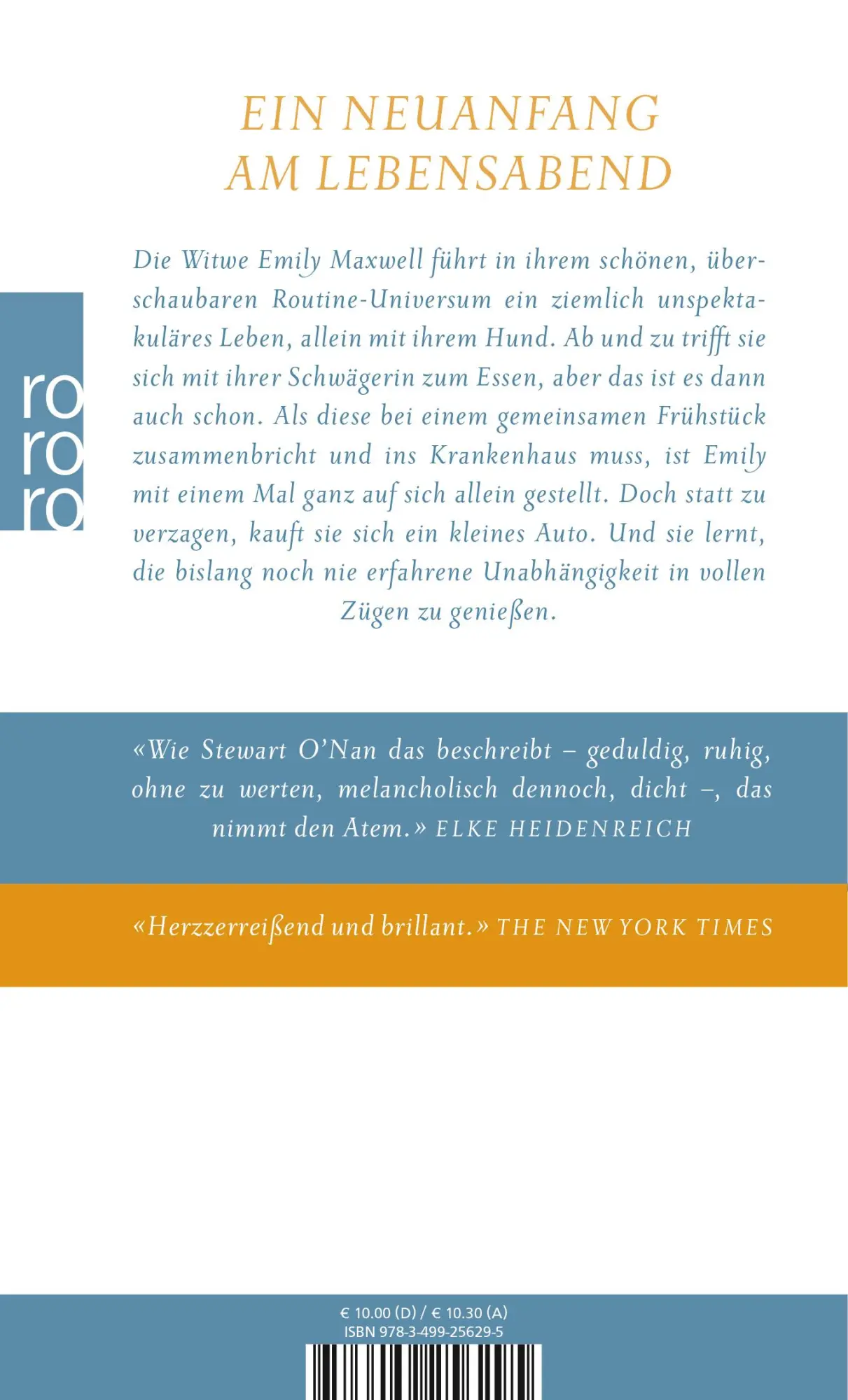Rückseite: 9783499256295 | Emily, allein | Stewart O'Nan | Taschenbuch | 384 S. | Deutsch | 2013