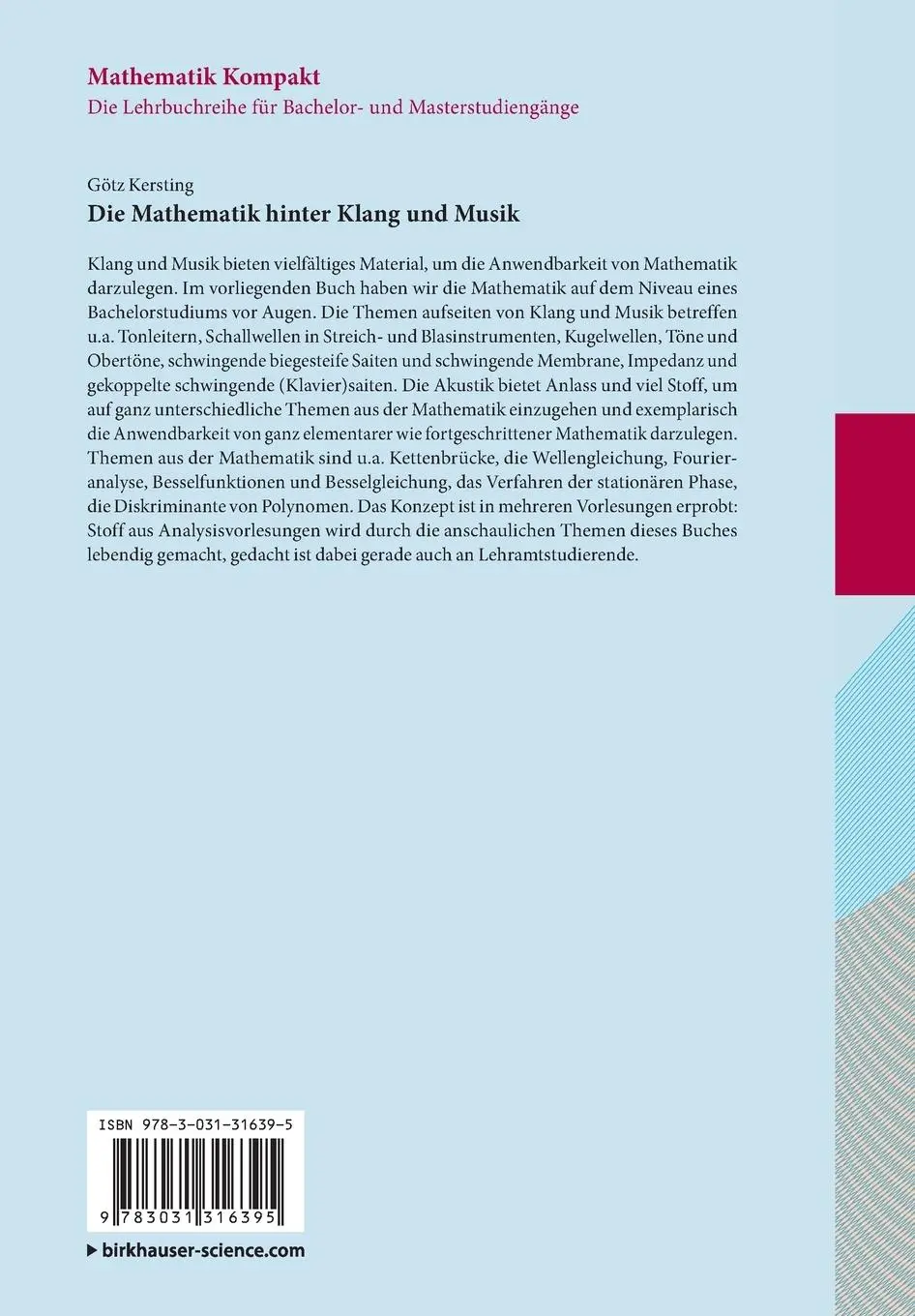 Rückseite: 9783031316395 | Die Mathematik hinter Klang und Musik | Götz Kersting | Taschenbuch