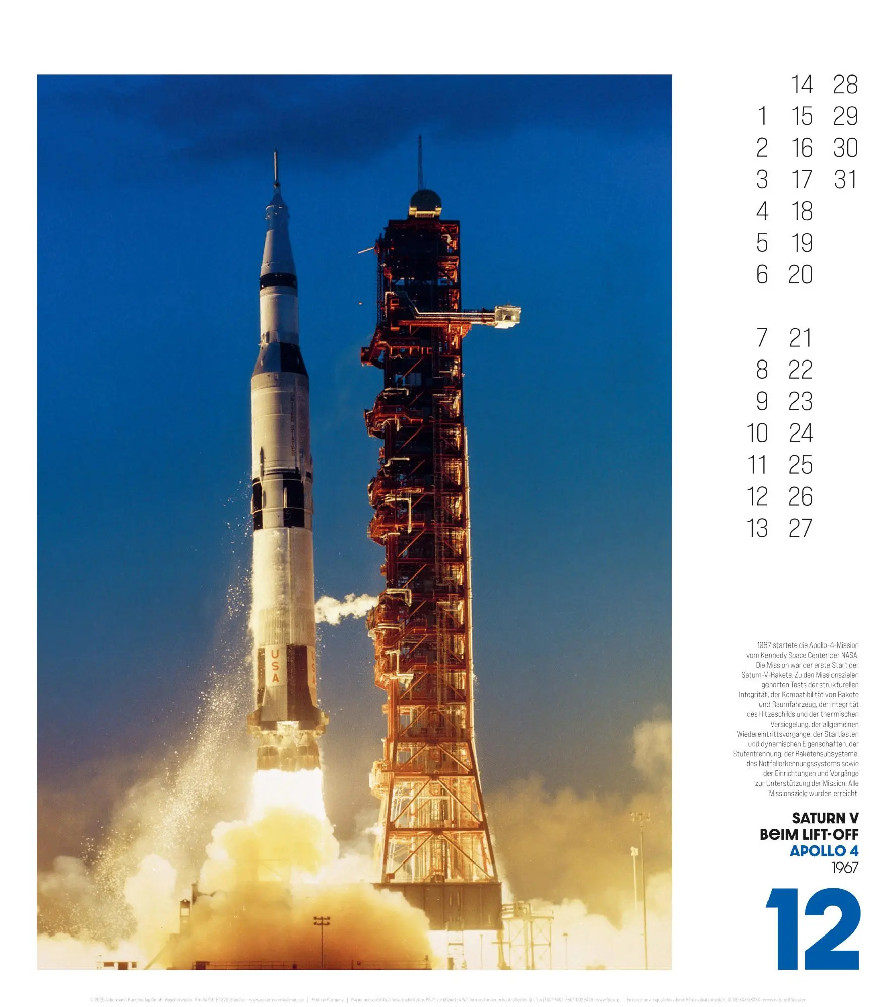 Bild: 9783838436395 | The Apollo Archives Kalender 2026 | Ackermann Kunstverlag GmbH | 14 S.