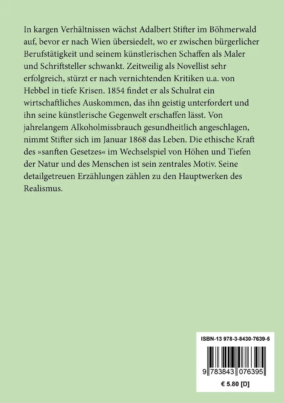 Rückseite: 9783843076395 | Der Hochwald | Adalbert Stifter | Taschenbuch | 92 S. | Deutsch | 2015