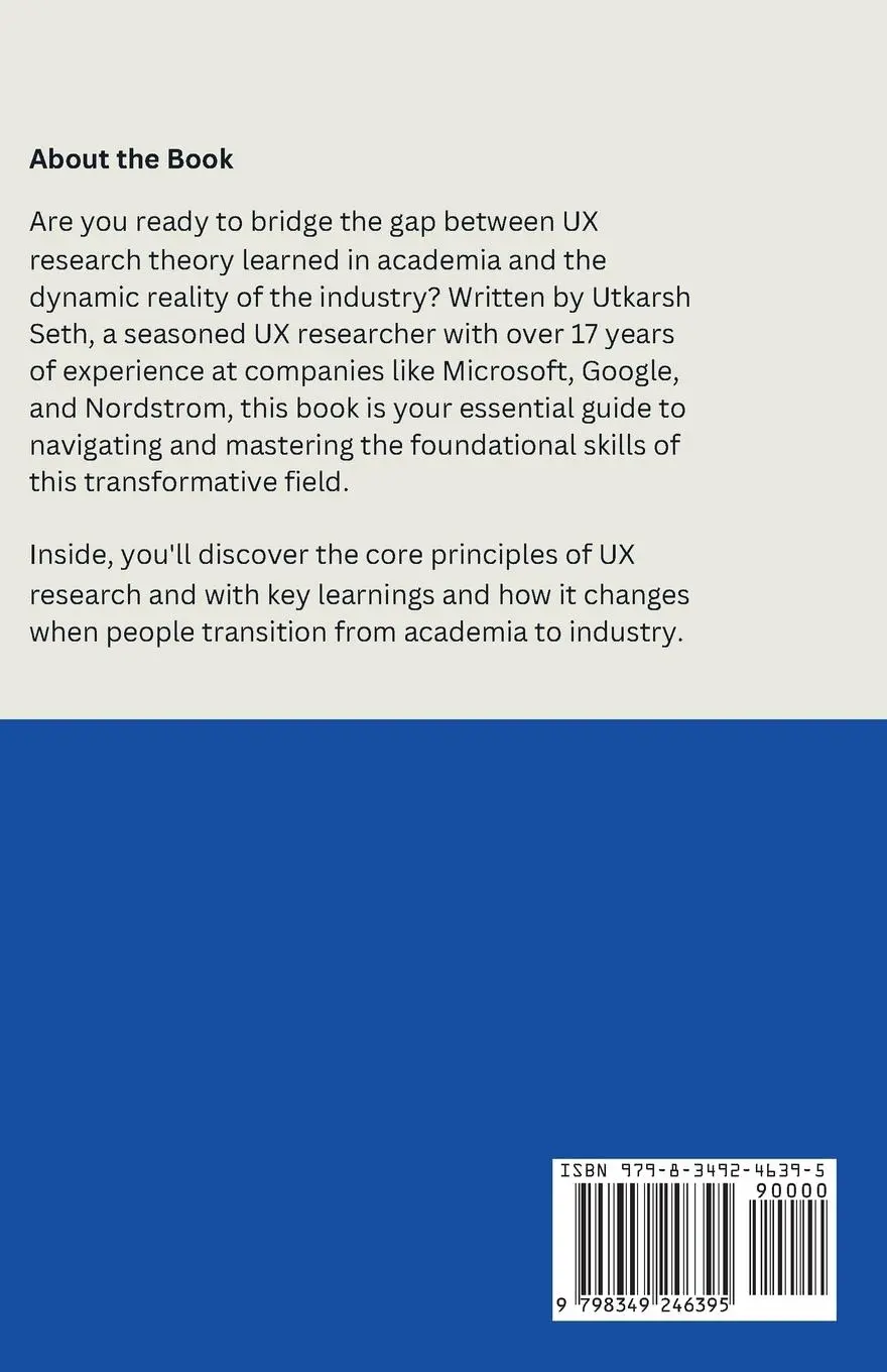 Rückseite: 9798349246395 | Applied UX Research | Utkarsh Seth | Taschenbuch | Englisch | 2025
