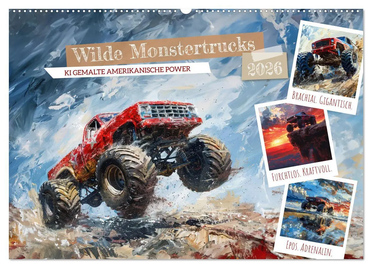 Cover: 9783457416495 | Wilde Monstertrucks (Wandkalender 2026 DIN A2 quer), CALVENDO...