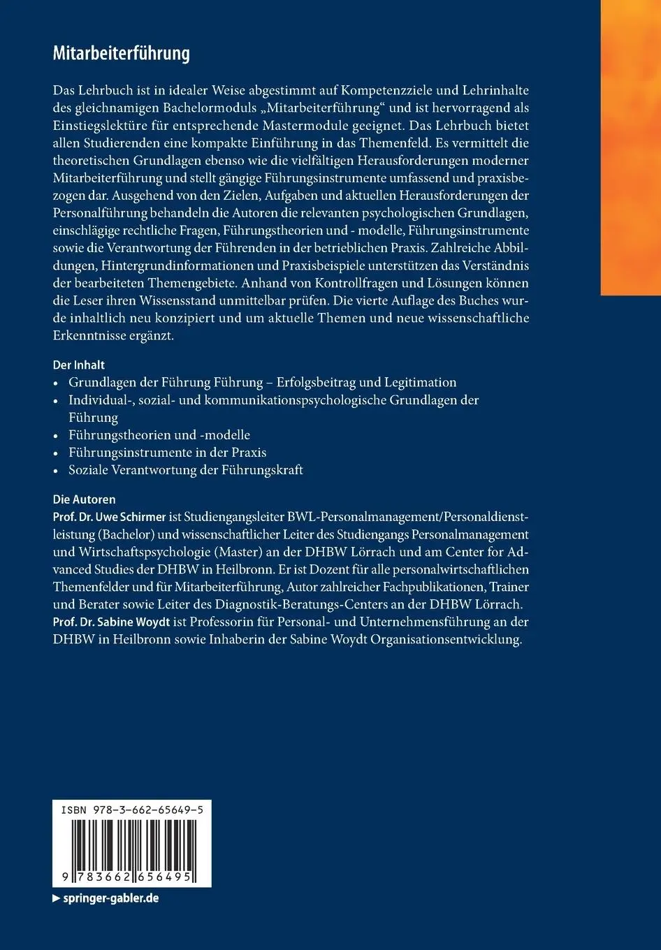 Rückseite: 9783662656495 | Mitarbeiterführung | Sabine Woydt (u. a.) | Taschenbuch | xi | Deutsch