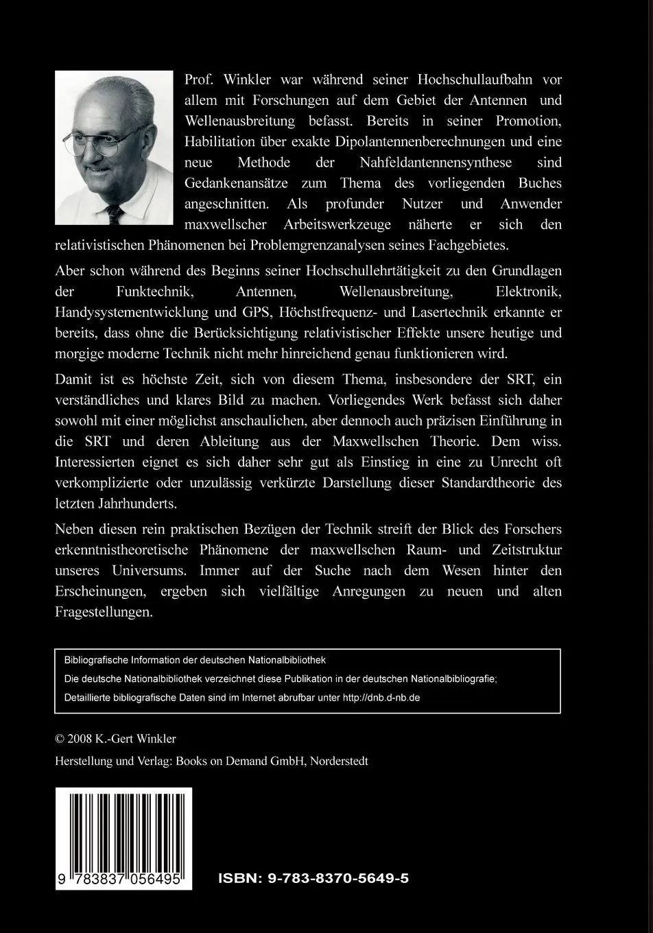 Rückseite: 9783837056495 | Ein anschaulicher Einstieg in die Einsteinsche und Maxwellsche Theorie