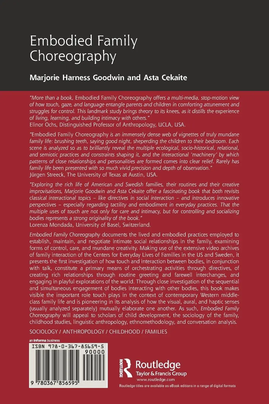 Rückseite: 9780367856595 | Embodied Family Choreography | Marjorie Goodwin (u. a.) | Taschenbuch