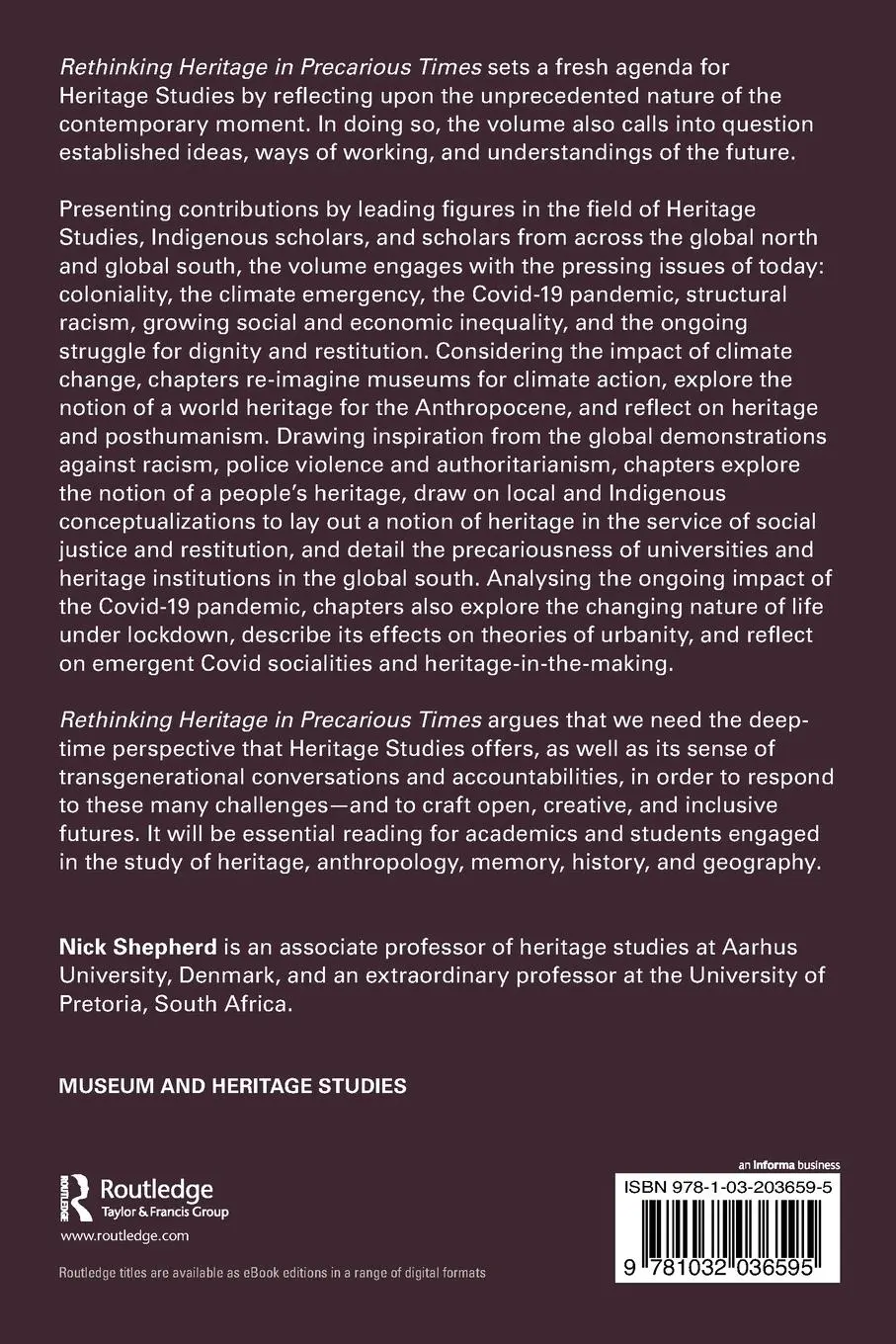 Rückseite: 9781032036595 | Rethinking Heritage in Precarious Times | Nick Shepherd | Taschenbuch