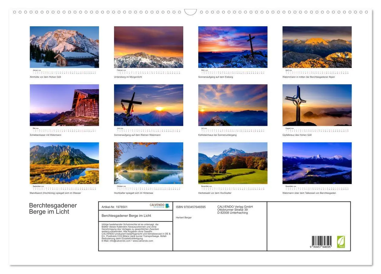 Bild: 9783457646595 | Berchtesgadener Berge im Licht (Wandkalender 2026 DIN A2 quer),...