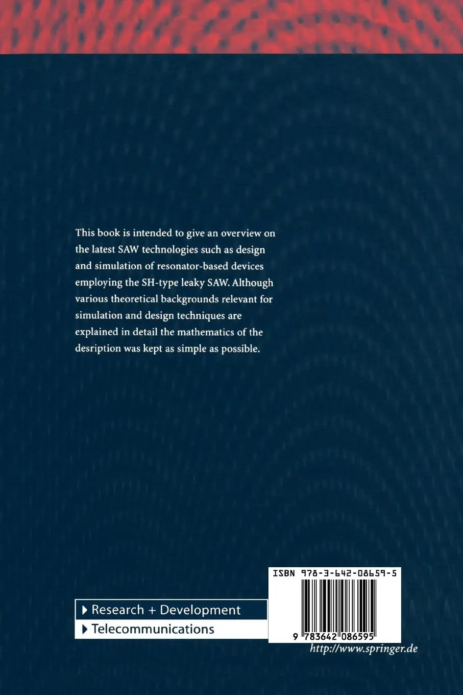 Rückseite: 9783642086595 | Surface Acoustic Wave Devices in Telecommunications | Ken-Ya Hashimoto