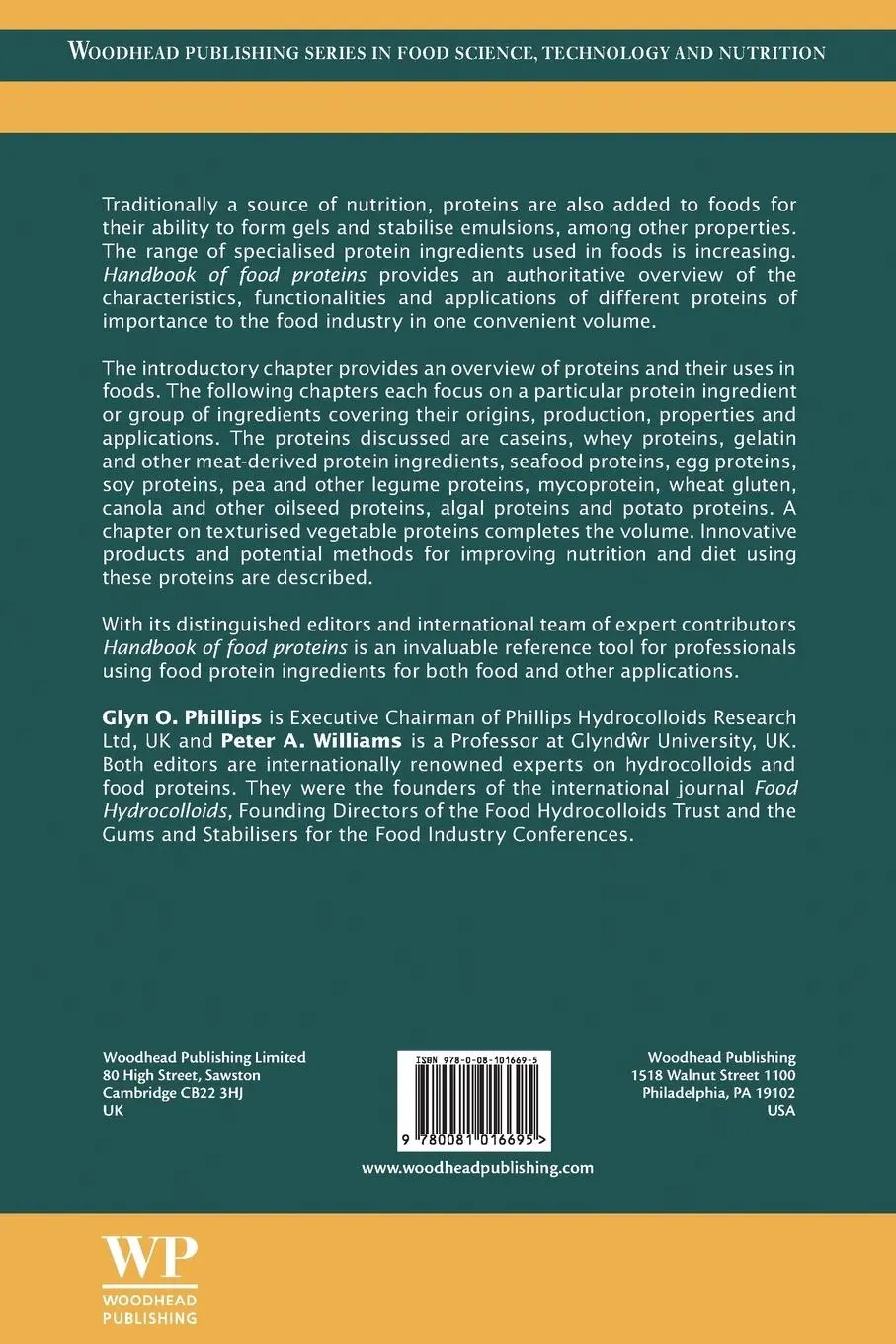 Rückseite: 9780081016695 | Handbook of Food Proteins | Glyn O. Phillips (u. a.) | Taschenbuch