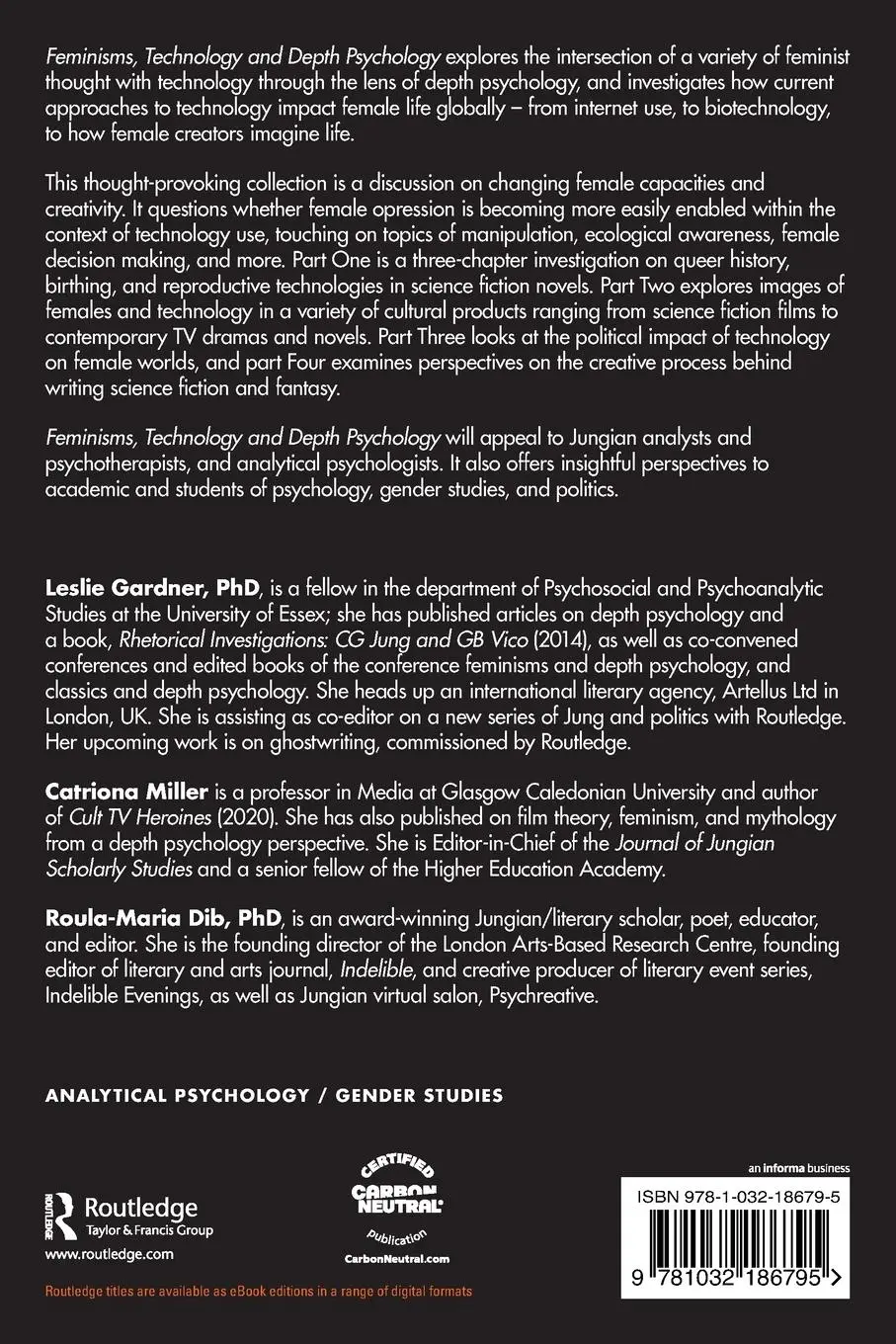 Rückseite: 9781032186795 | Feminisms, Technology and Depth Psychology | An Enquiry | Taschenbuch