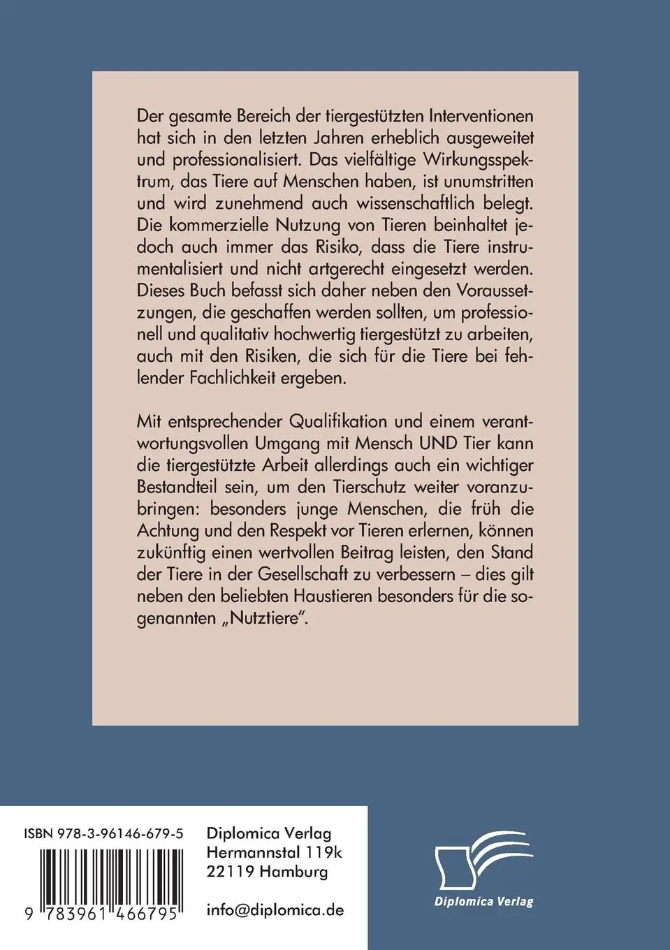 Rückseite: 9783961466795 | Tiergestützte Interventionen unter tierschutzrelevanten Aspekten....
