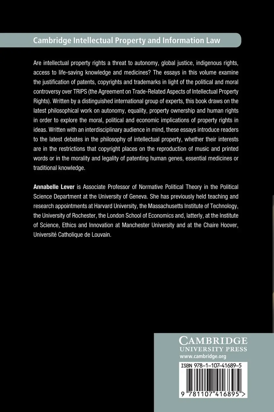 Rückseite: 9781107416895 | New Frontiers in the Philosophy of Intellectual Property | Lever