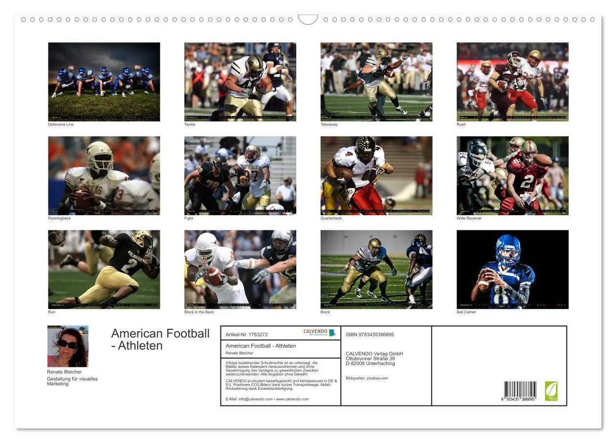 Bild: 9783435386895 | American Football - Athleten (Wandkalender 2025 DIN A2 quer),...