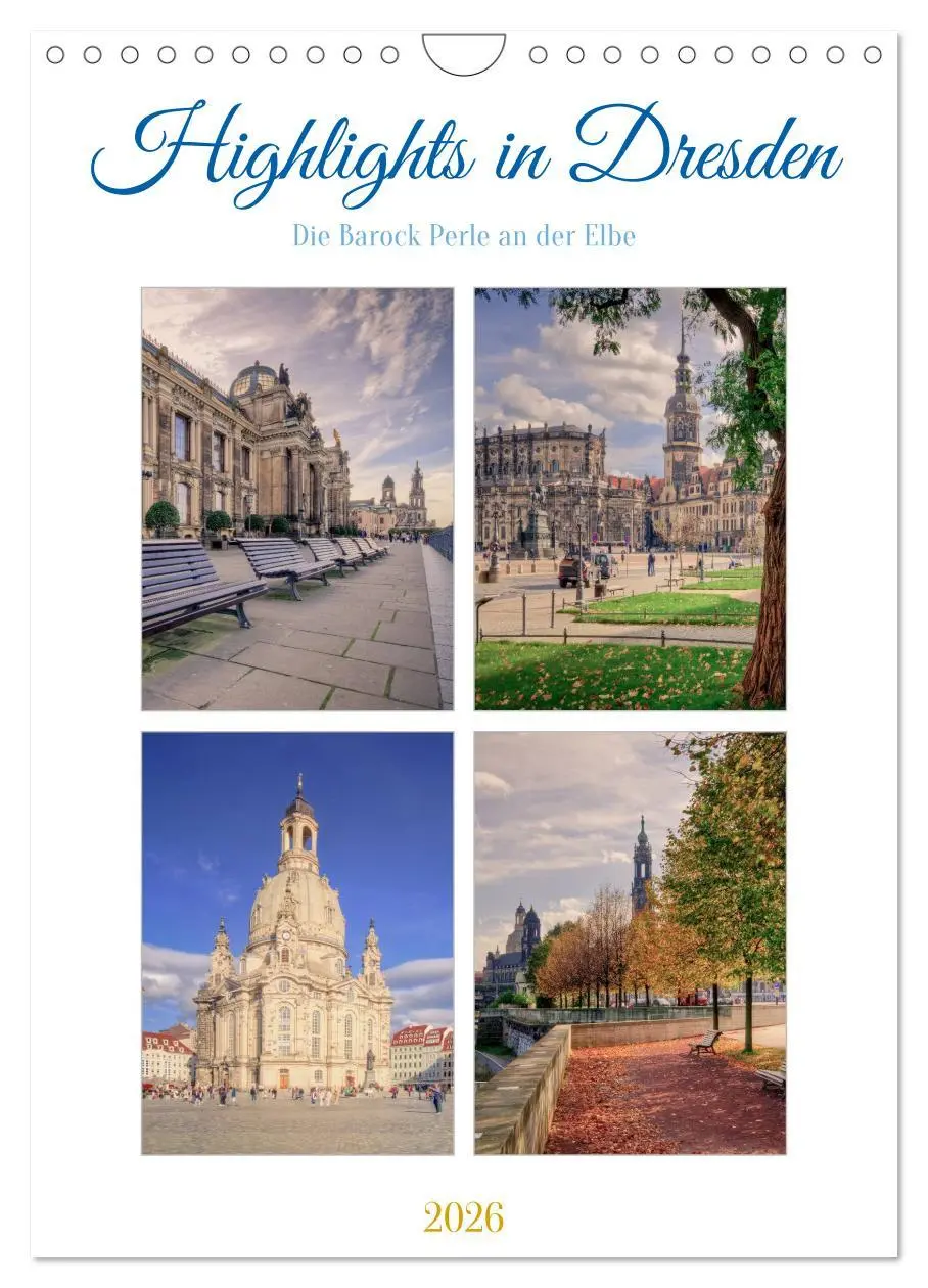 Cover: 9783516326895 | Highlights in Dresden (Wandkalender 2026 DIN A4 hoch), CALVENDO...