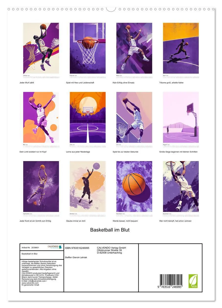 Bild: 9783516246995 | Basketball im Blut (hochwertiger Premium Wandkalender 2026 DIN A2...