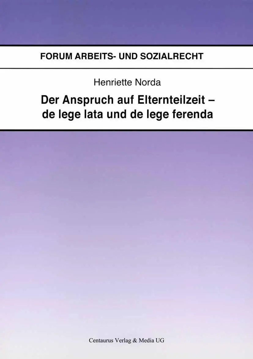 Cover: 9783825506995 | Der Anspruch auf Elternteilzeit - de lege lata und de lege ferenda