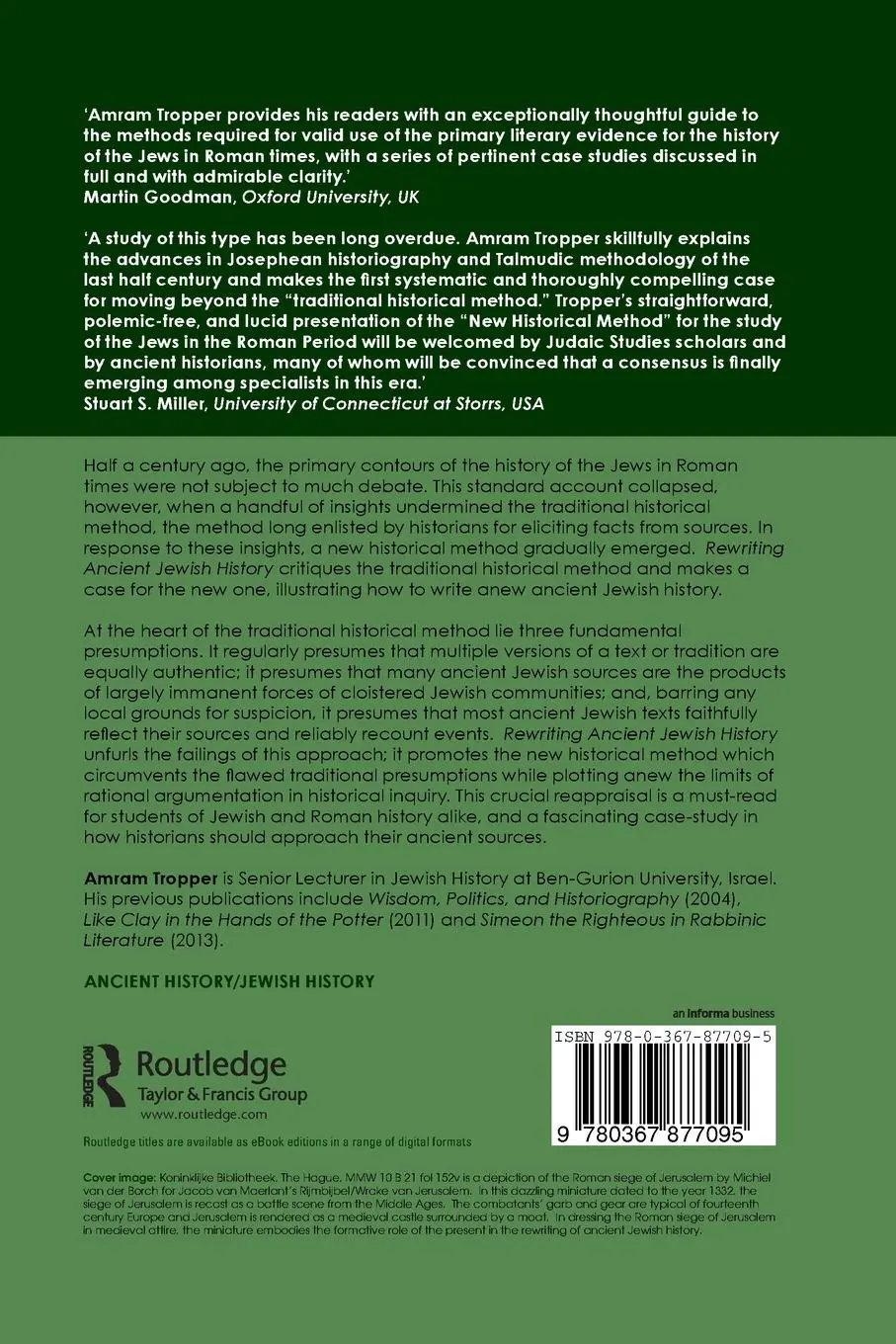 Rückseite: 9780367877095 | Rewriting Ancient Jewish History | Amram Tropper | Taschenbuch | 2019