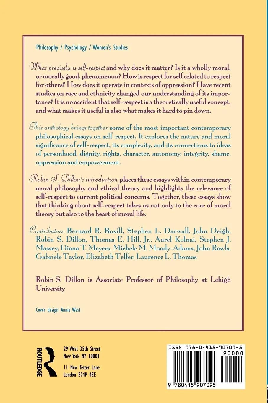 Rückseite: 9780415907095 | Dignity, Character and Self-Respect | Robin S. Dillon | Taschenbuch
