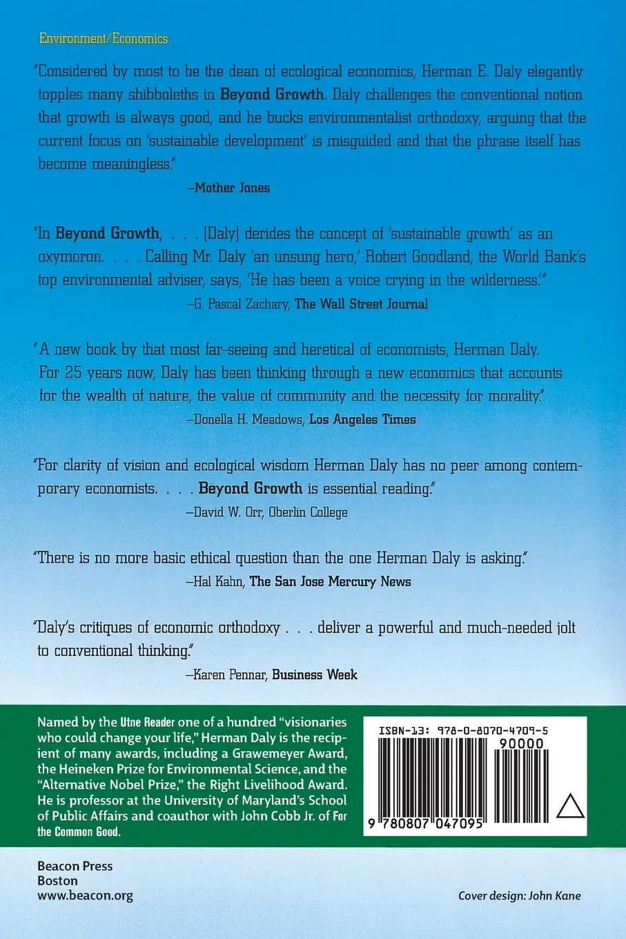 Rückseite: 9780807047095 | Beyond Growth | The Economics of Sustainable Development | Daly | Buch