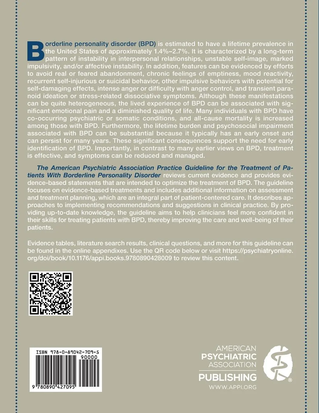 Rückseite: 9780890427095 | The American Psychiatric Association Practice Guideline for the...