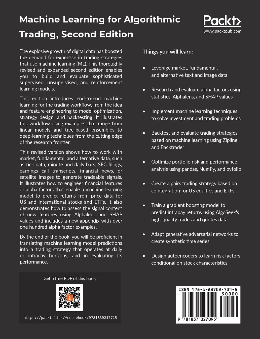 Rückseite: 9781837027095 | Machine Learning for Algorithmic Trading - Second Edition | Jansen