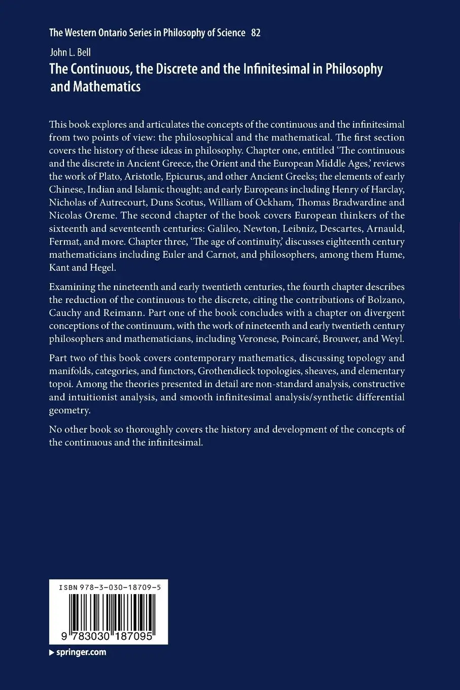 Rückseite: 9783030187095 | The Continuous, the Discrete and the Infinitesimal in Philosophy...