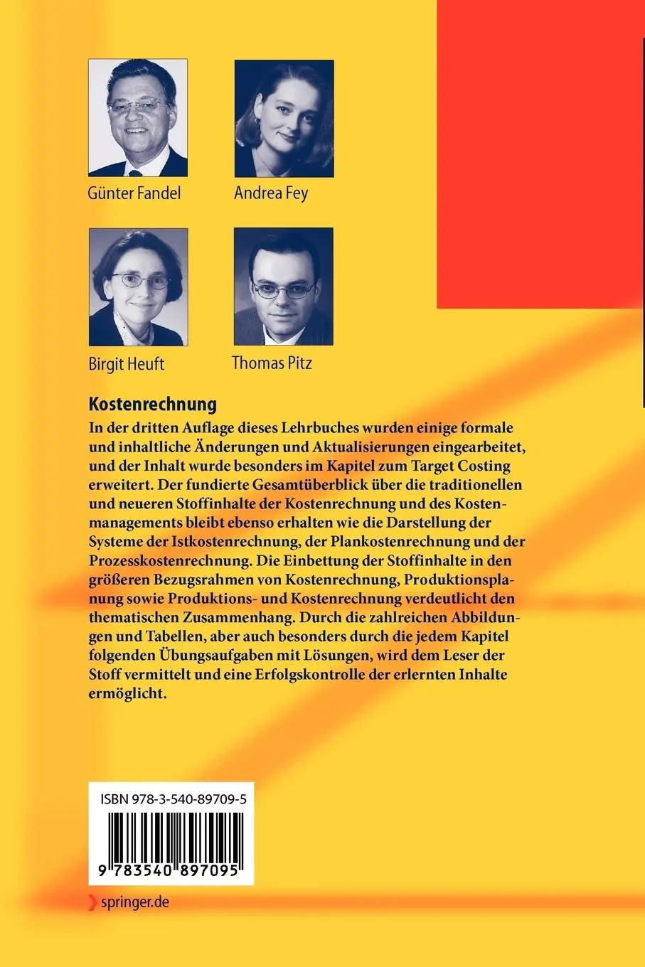 Rückseite: 9783540897095 | Kostenrechnung | Andrea Fey (u. a.) | Taschenbuch | xvi | Deutsch