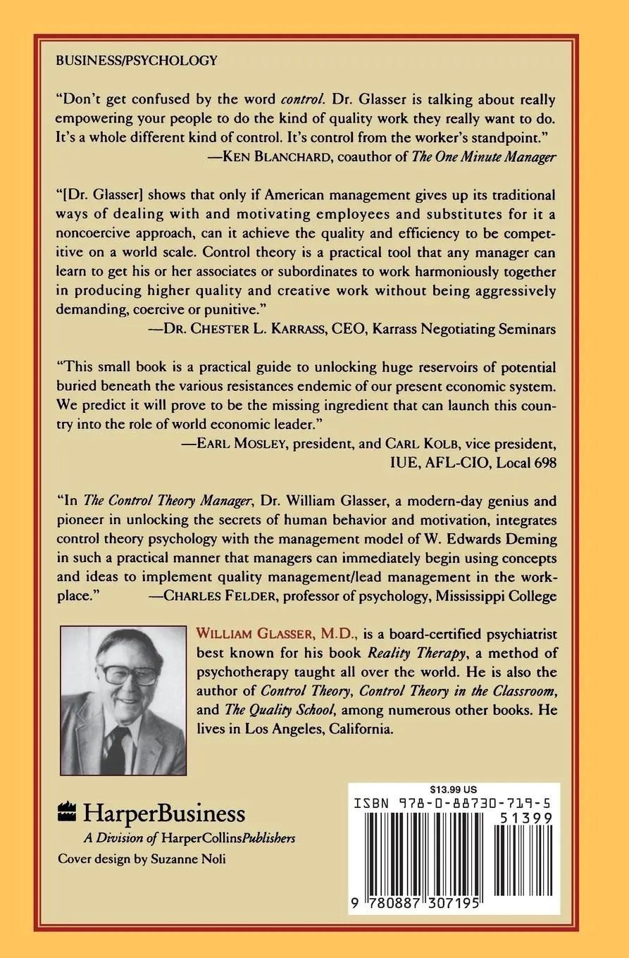 Rückseite: 9780887307195 | The Control Theory Manager | William Glasser | Taschenbuch | Englisch