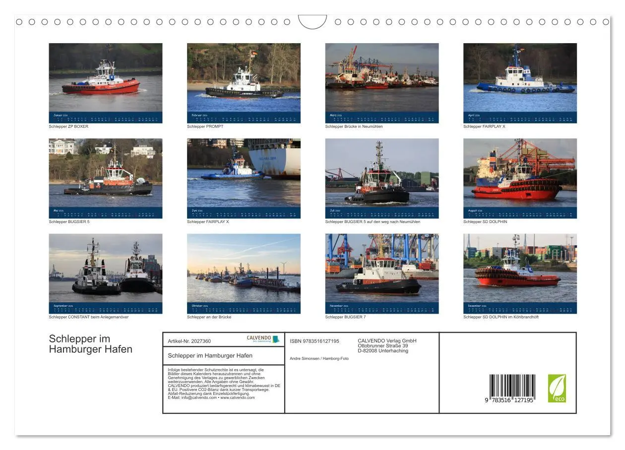 Bild: 9783516127195 | Schlepper im Hamburger Hafen (Wandkalender 2026 DIN A3 quer),...