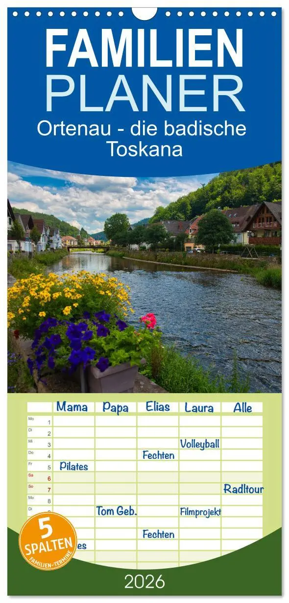 Cover: 9783516507195 | Familienplaner 2026 - Ortenau - die badische Toskana mit 5 Spalten...