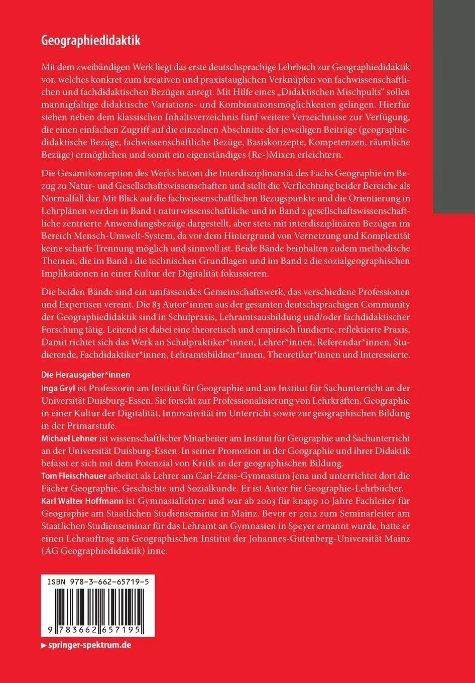 Rückseite: 9783662657195 | Geographiedidaktik | Inga Gryl (u. a.) | Taschenbuch | Paperback | xl